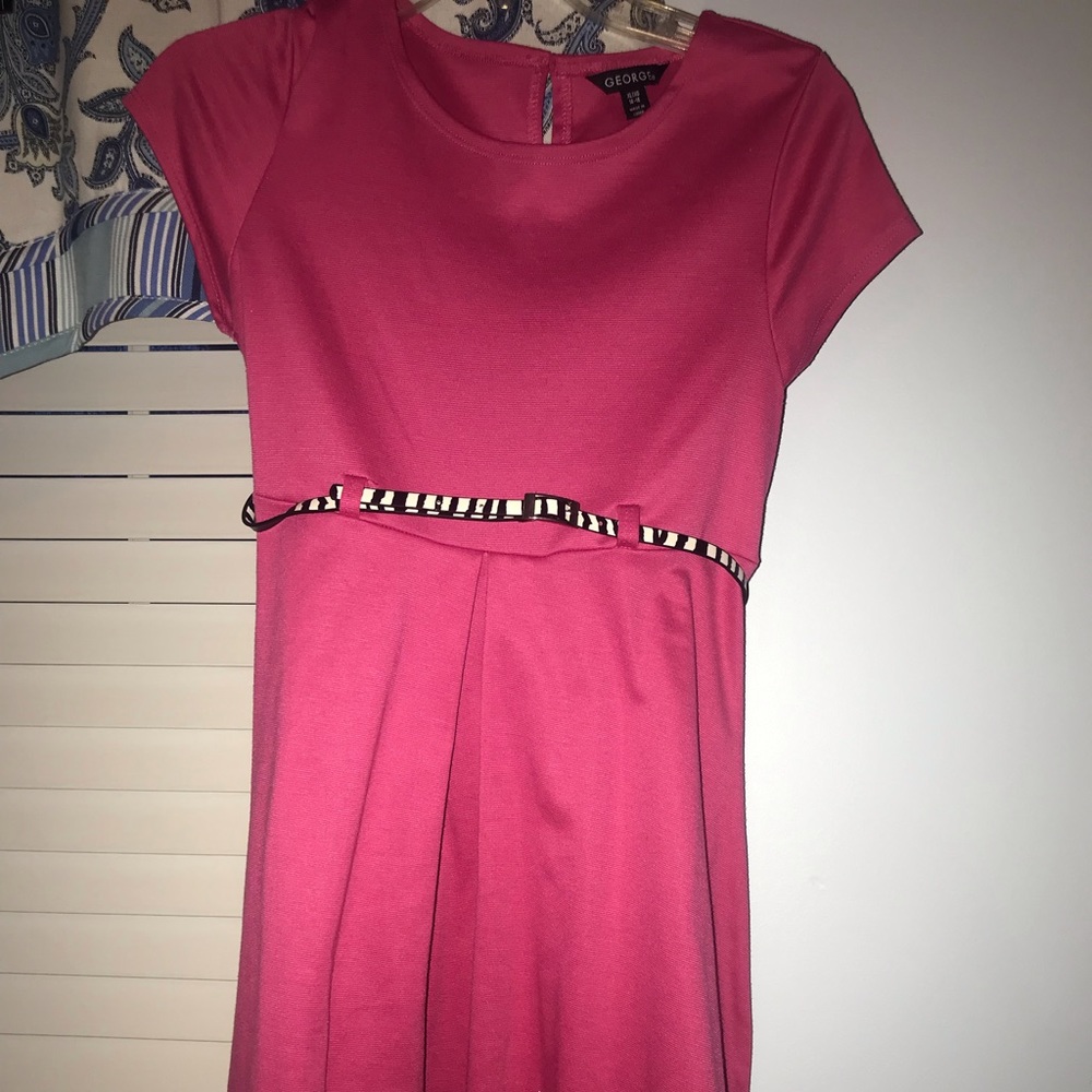 Girls pink dress with zebra belt